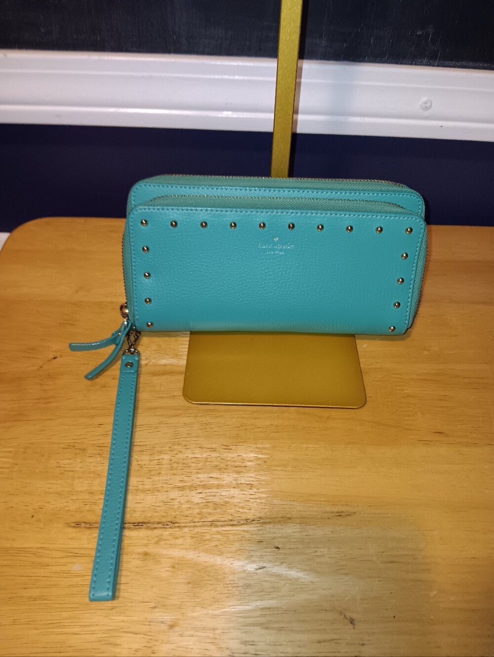 kate spade Turquoise Studded Zip-Around Wristlet